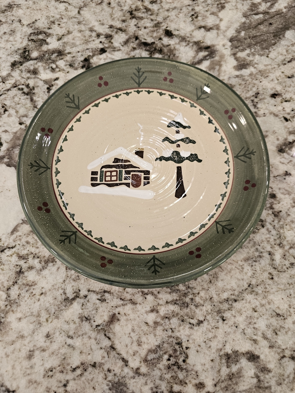 Sonoma Green and Cream Cabin Ceramic Dinner Plate
